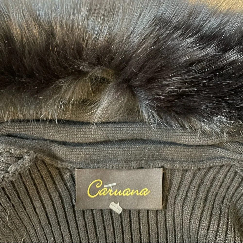 Caruana Real Fox Fur Open Vest Women Black (Size M) - Picture 8 of 9